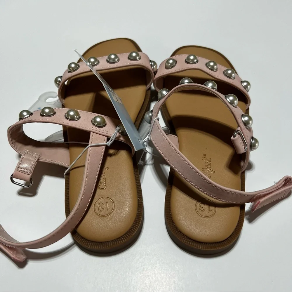 NWT Cat & Jack Kids Eve Pink Pearl-Studded Sandals Size 13